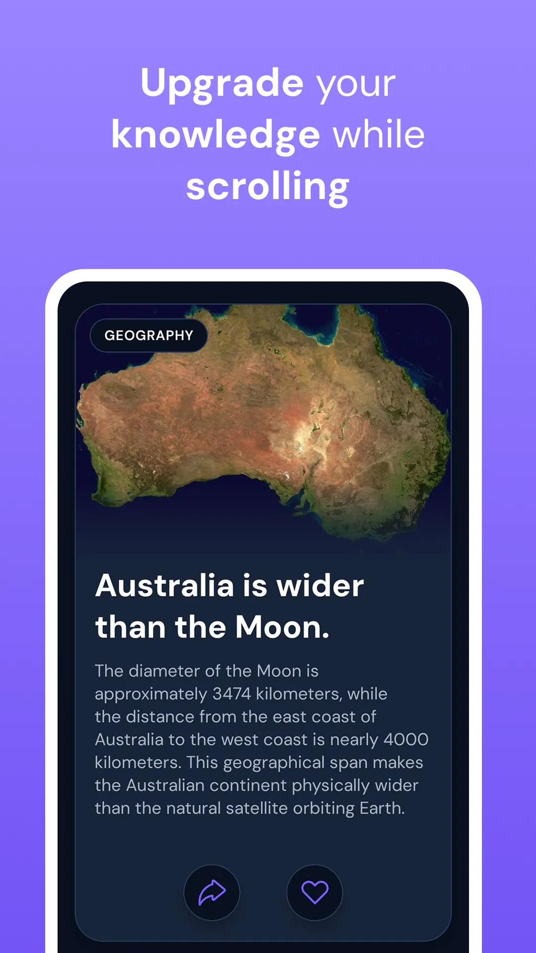 Stupefact fact card: Australia is wider than the Moon